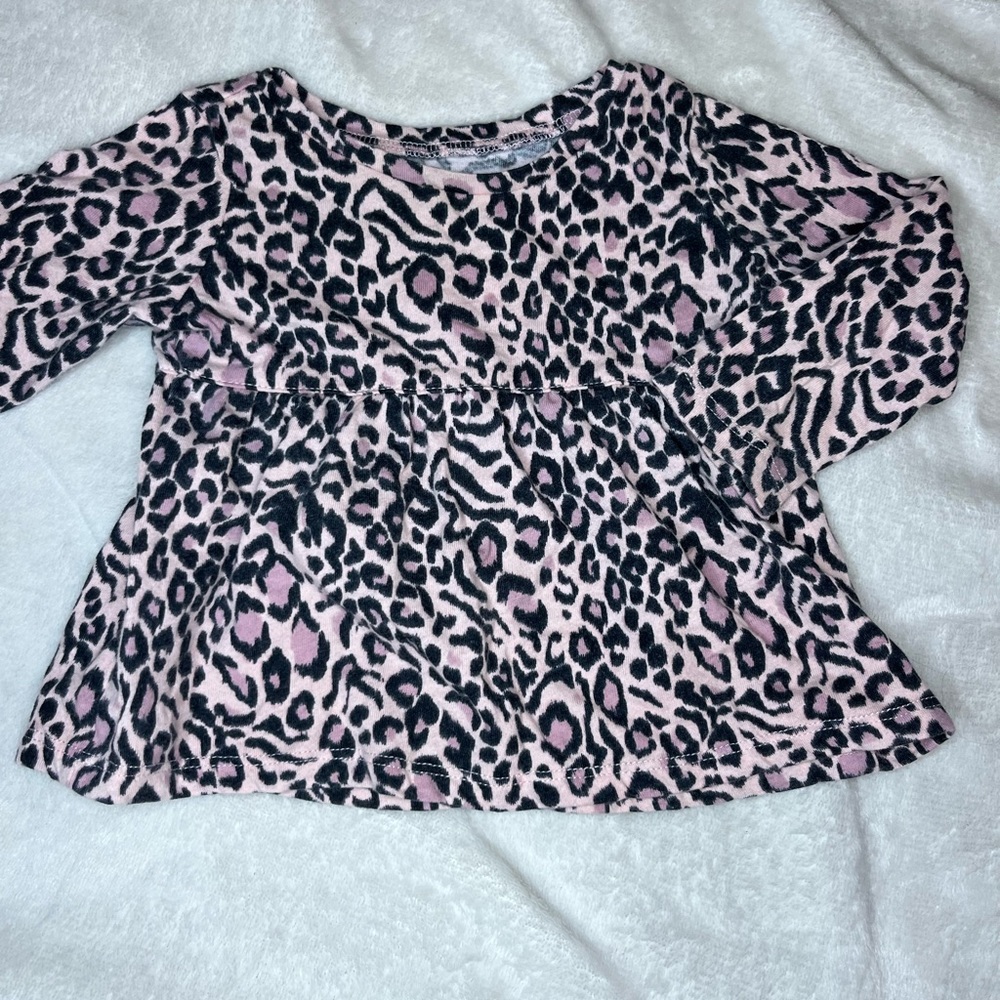 6-9m Pink & Black cheetah print shirt